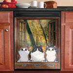 Custom Name Cat Window Scene Kitchen Decor - Personalized Dishwasher Cover