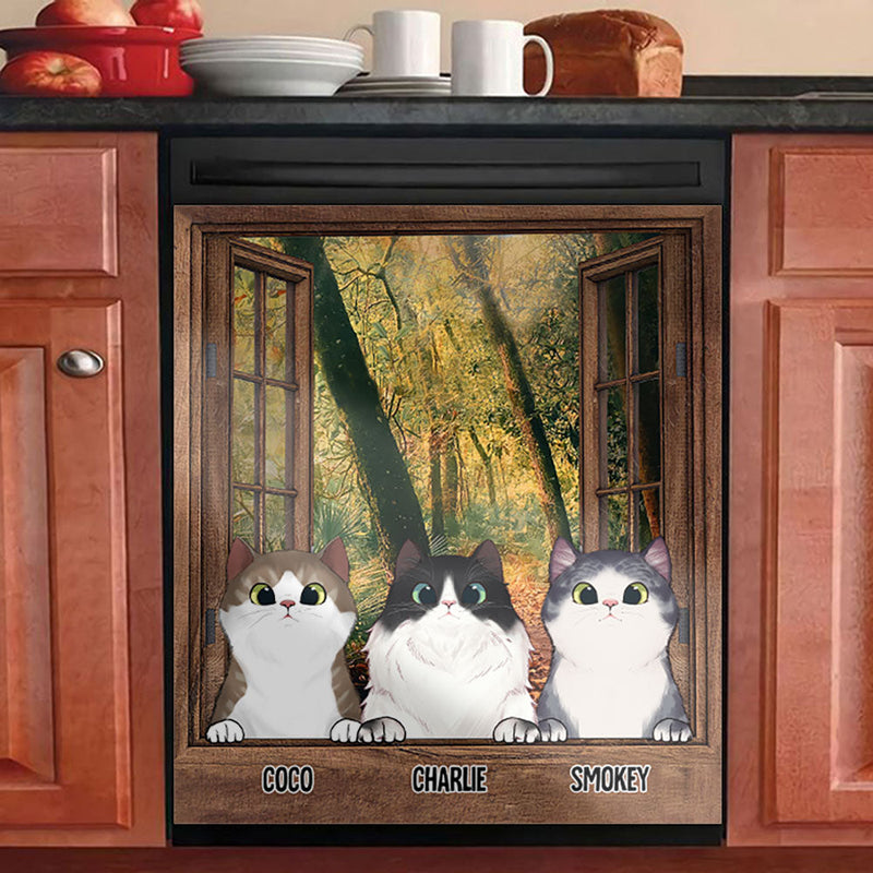 Cats By The Window - Personalized Dishwasher Cover