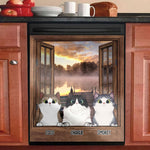 Custom Name Cat Window Scene Kitchen Decor - Personalized Dishwasher Cover
