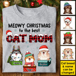 Meowy Christmas To The Best Cat Mom - Personalized Unisex T-Shirt, Hoodie, Sweatshirt