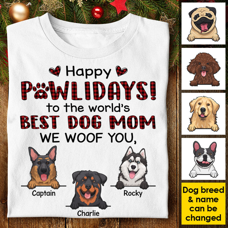 Happy Pawlidays - We Woof You - Personalized Unisex T-Shirt, Hoodie, Sweatshirt
