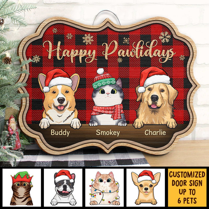 Happy Pawlidays - Christmas Is Coming - Personalized Shaped Door Sign