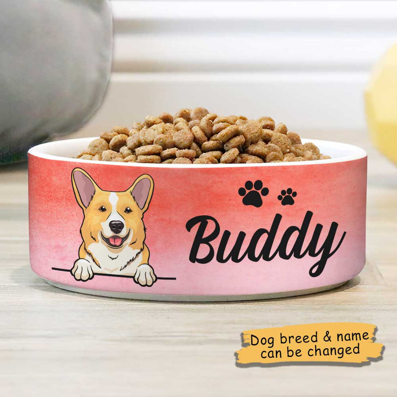 Pink Coral, Gift For Dog Lovers - Personalized Custom Ceramic Dog Bowls