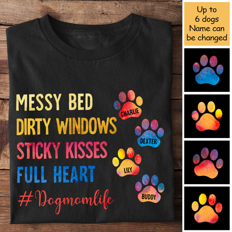 Sticky Kisses Full Heart - Dog Mom Life - Personalized Unisex T-Shirt