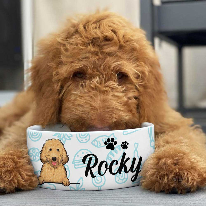 Food World, Gift For Dog Lovers - Personalized Custom Ceramic Dog Bowls