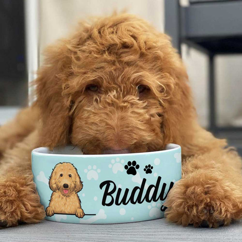 Pastel Blue, Gift For Dog Lovers - Personalized Custom Ceramic Dog Bowls