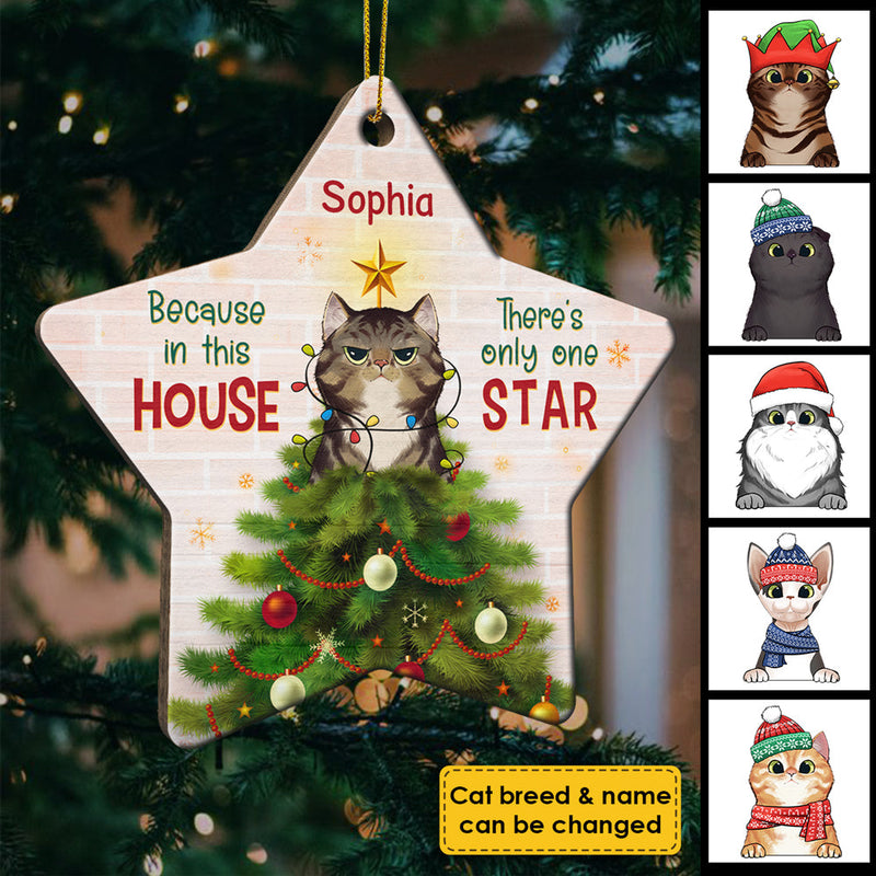 Because In This House - There's Only One Star - Personalized Custom Star Shaped Wood Christmas Ornament