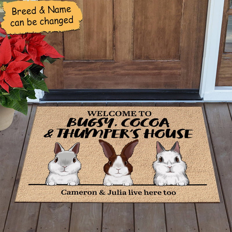 Welcome To The Rabbit's House Bunny - Personalized Decorative Mat