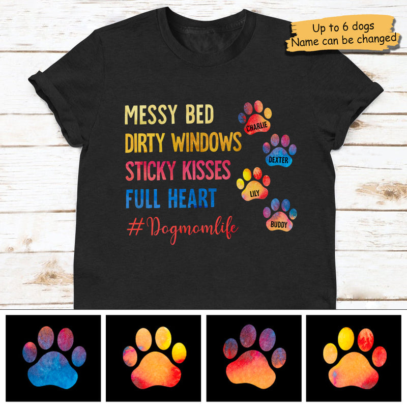 Sticky Kisses Full Heart - Dog Mom Life - Personalized Unisex T-Shirt