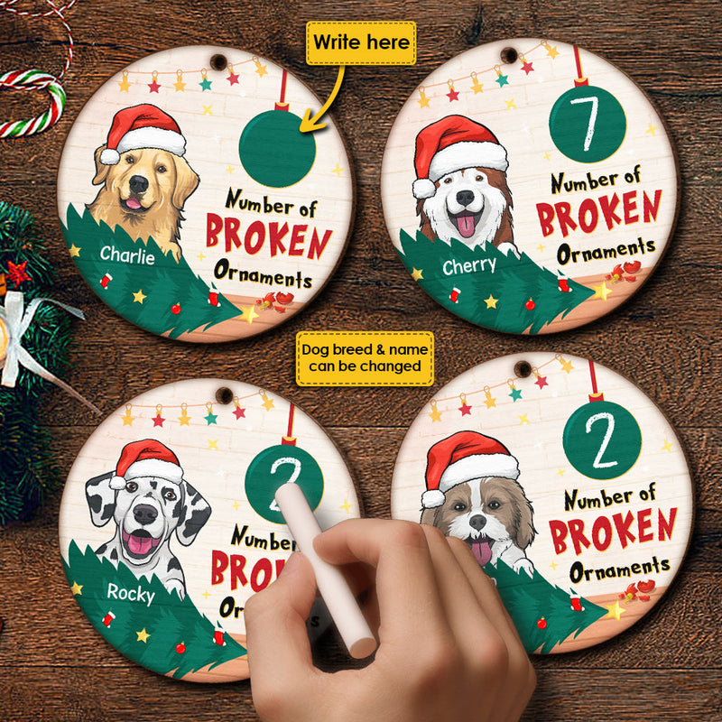 Number Of Broken Ornaments - Personalized Custom Round Shaped Wood Christmas Ornament
