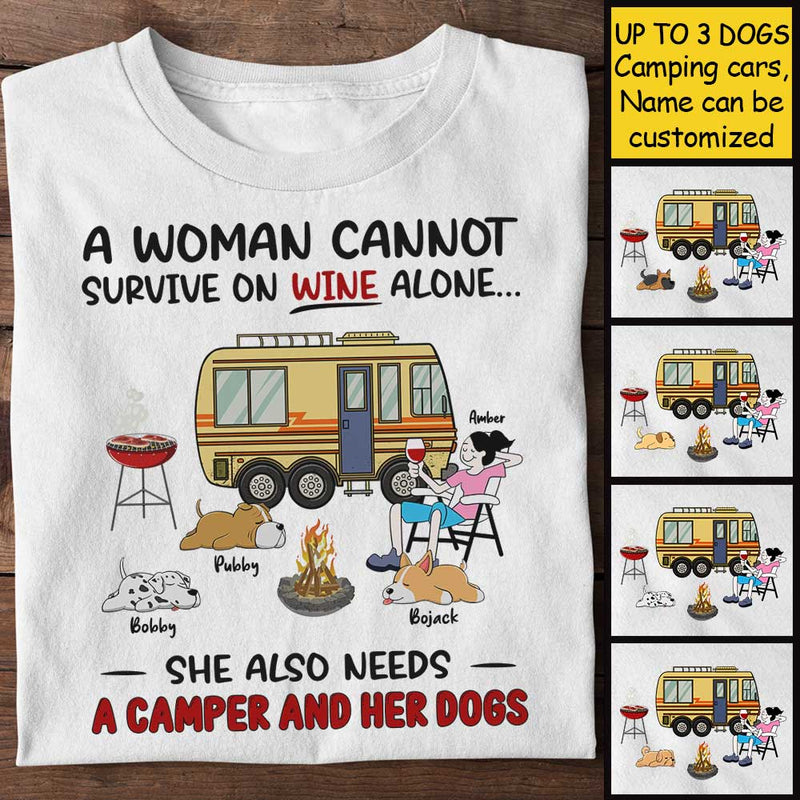 A Woman Cannot Survive On Wine Alone - Personalized Unisex T-Shirt