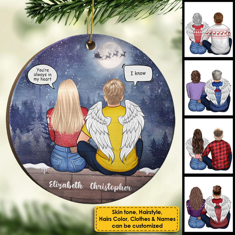I Miss You And You're Always In My Heart, I Know - Gift For Couples, Husband Wife, Personalized Custom Round Shaped Wood Christmas Ornament