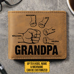 Grandpa And His Grandkids - Personalized Bifold Wallet - Gift For Dad, Grandpa