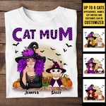 Custom Name Halloween Witch Cat Gifts for Women - Personalized Apparel