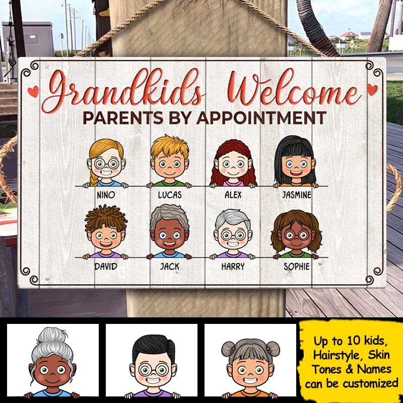 Grandkids Welcome - Personalized Rectangle Sign