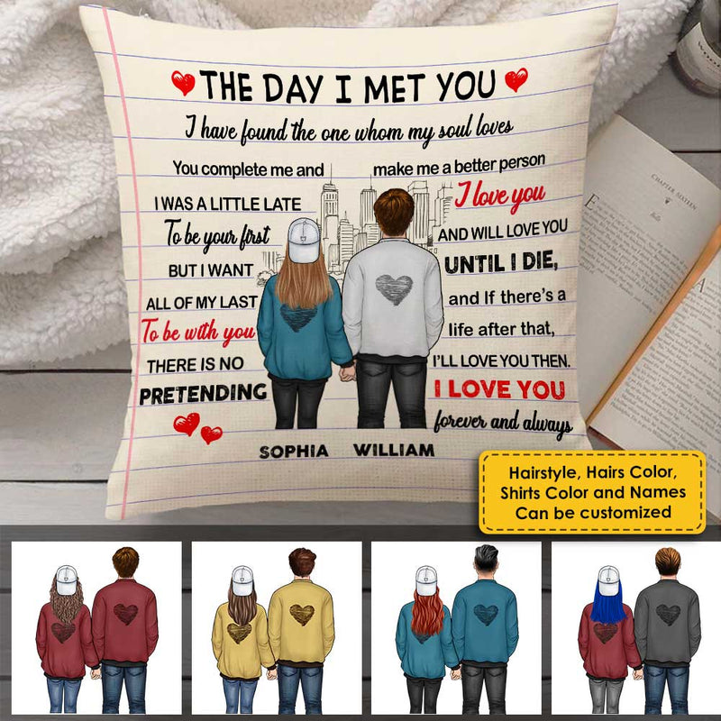 The Day I Met You - Gift For Couples, Personalized Pillow (Insert Included)