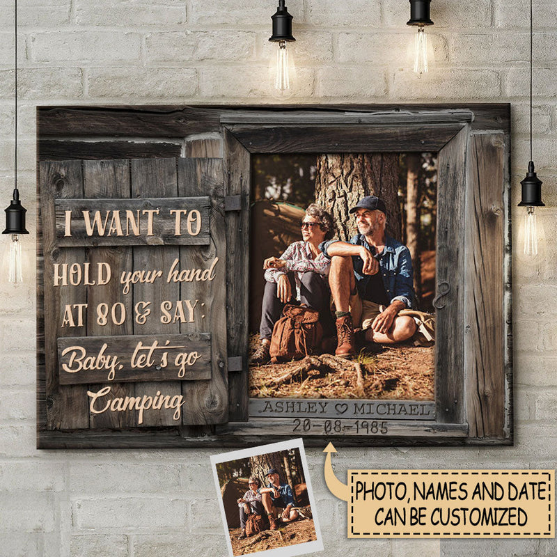 Baby Let's Go Camping - Upload Image, Gift For Couples - Personalized Name & Date Canvas