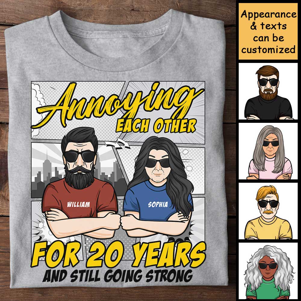 Annoying Each Other Anniversary Comic Style - Gift For Couples, Husband Wife - Personalized Unisex T-shirt