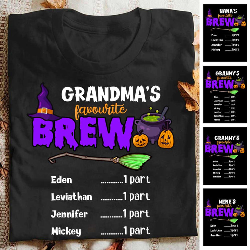Grandma's Favorite Brew - Personalized Unisex T-Shirt, Halloween Ideas.