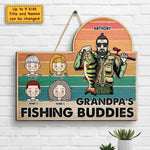 Grandpa's Fishing Buddies - Gift For Dad, Grandpa - Personalized Shaped Wood Sign