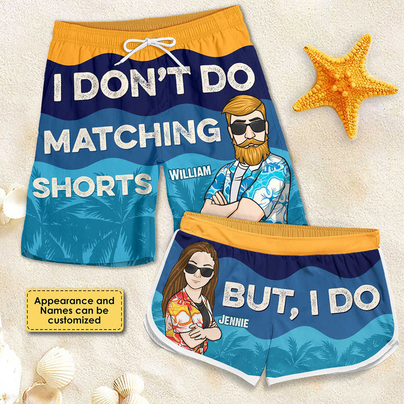 Couple Matching I Do - Personalized Couple Beach Shorts - Gift For Couples, Husband Wife