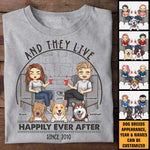 They Lived Happily Ever After - Personalized Unisex T-shirt, Hoodie, Sweatshirt - Gift For Couple, Husband Wife, Anniversary, Engagement, Wedding, Marriage Gift