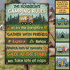 Camping Rules - Sit By The Campfire - Personalized Metal Sign