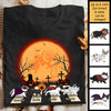 Halloween For Cats - Cat Walking Crosswalk In The Moonlight  - Personalized Unisex T-Shirt, Halloween Ideas