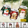 Happy Cats And Dogs On Christmas Day - Personalized Custom Glove Shaped Wood Christmas Ornament