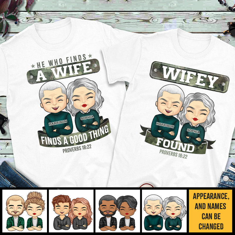 Find A Wife, Find A Good Thing - Personalized Matching Couple T-Shirt - Gift For Couple, Husband Wife, Anniversary, Engagement, Wedding, Marriage Gift