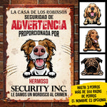 Le damos un mordisco al crimen Spanish - Funny Personalized Dog Metal Sign
