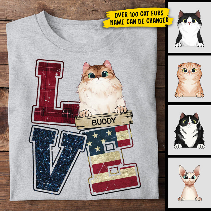 L.O.V.E Cat - Gift For Dad, Personalized Unisex T-Shirt