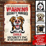 Custom Name Dog Security Sign for Dog Lovers - Personalized Metal Sign