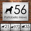 Black Dog Silhouette Modern House Number - Personalized Metal Sign