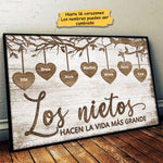 Los Nietos Hacen La Vida Más Grande - Personalized Horizontal Poster Spanish