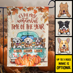 Custom Name Autumn Dog Pumpkin Decor - Personalized Flag