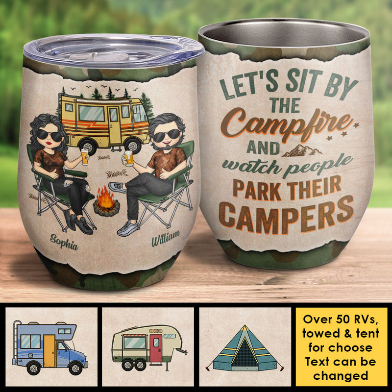 Camping Partners For Life - Gift For Camping Couples, Husband Wife, Personalized Wine Tumbler