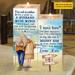 Custom Name Husband Memorial Gifts for Wife - Personalized Color Candle Holder