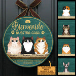 Custom Name Cat Welcome Sign for Cat Lovers - Personalized Wood Sign