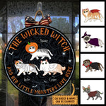 The Wicked Witch And Her Little Monsters Live Here - Funny Personalized Cat Door Sign