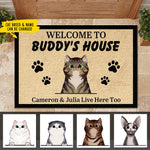 Personalized Welcome to Cat's House - Funny Personalized Cat Decorative Mat (WW)
