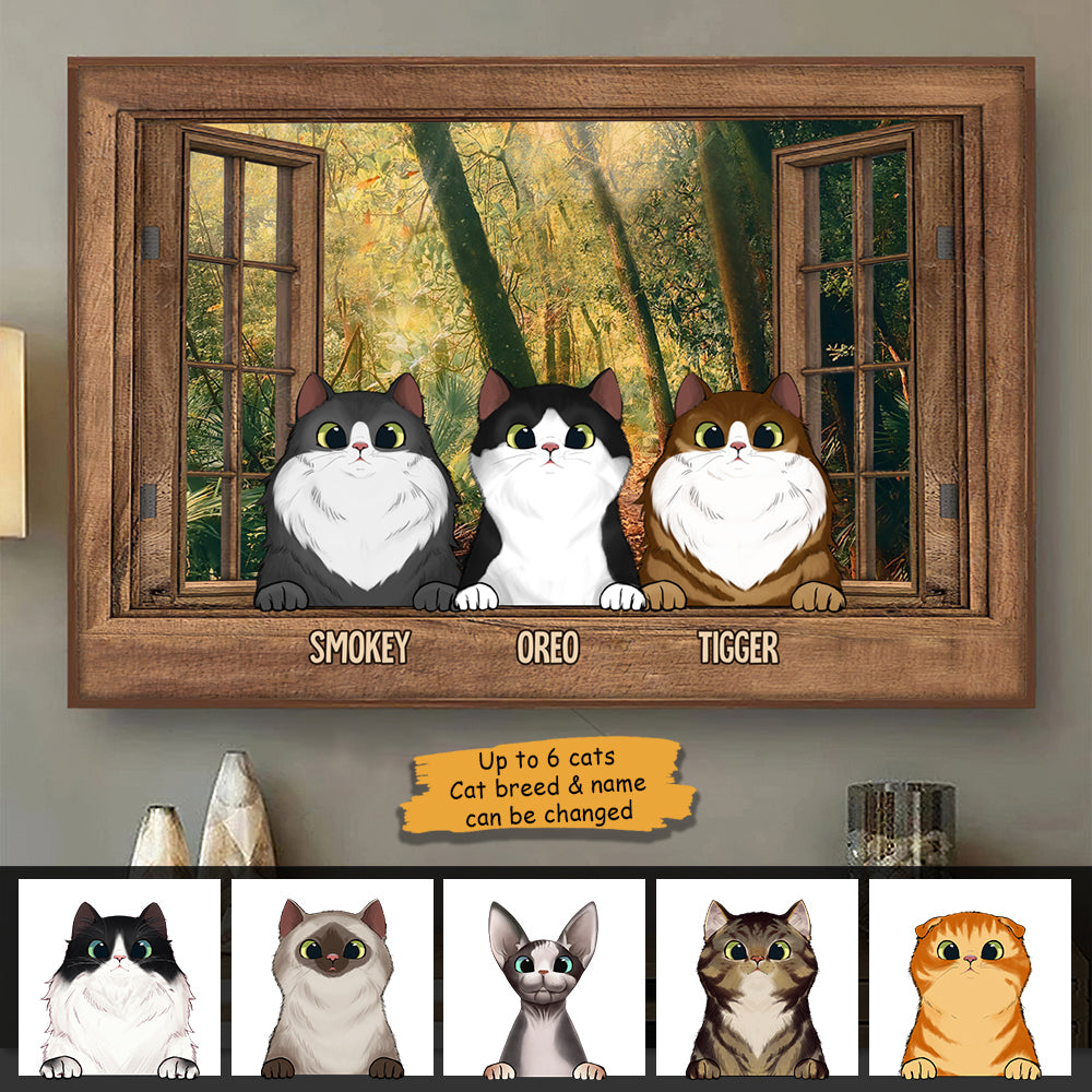 Cats At The Window - Personalized Horizontal Poster.