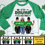 I'm Drunk It's Her Fault - Gift For Besties, Personalized St. Patrick's Day Unisex Raglan Shirt