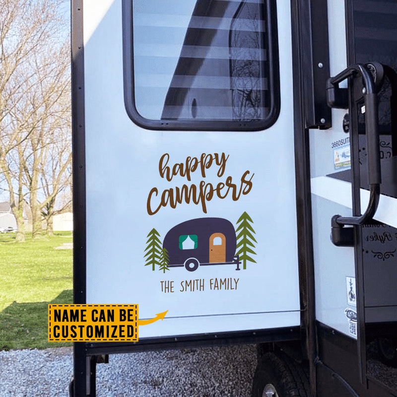 Happy Campers - Camping Personalized Custom RV Decal - Gift For Camping Lovers