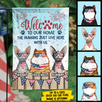 Funny Patriotic Cat Welcome Home Decor - Flag