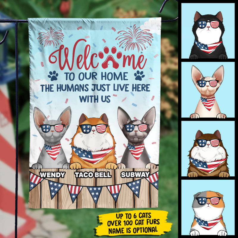 Welcome To Our Cat Home - 4th Of July Decoration - Personalized Flag