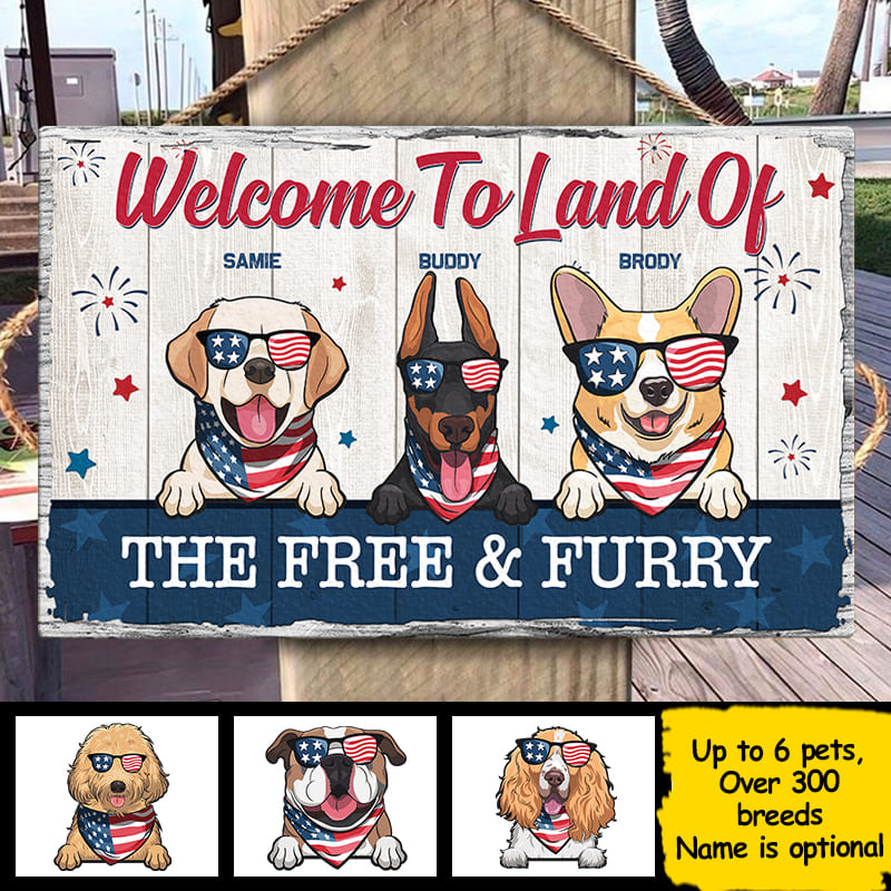 The Free And The Furry - 4th Of July Funny Personalized Pet Rectangle Sign