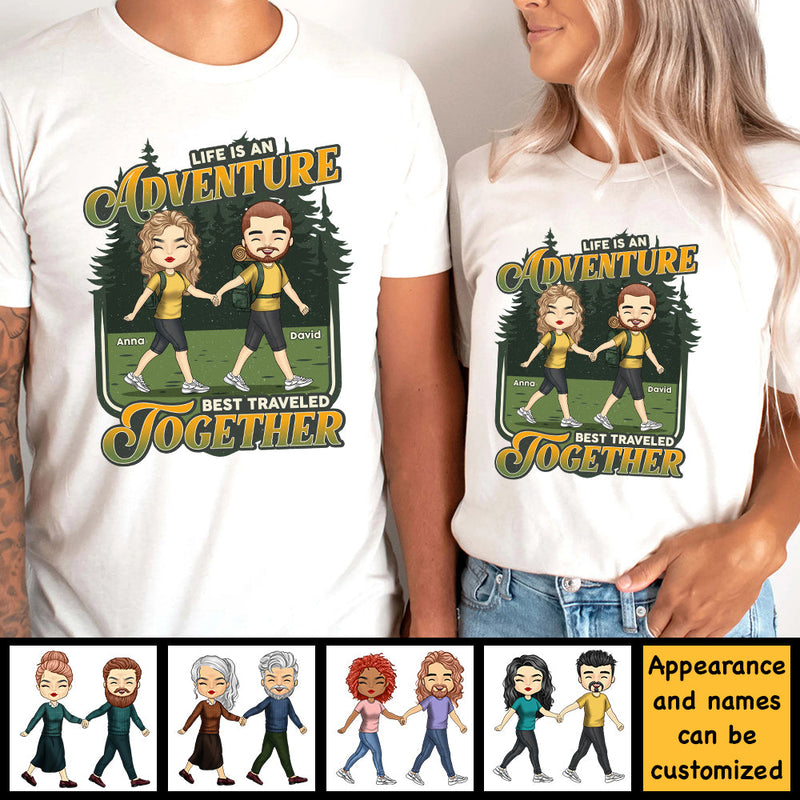 Life Is An Adventure - Personalized Unisex T-Shirt, Hoodie, Sweatshirt - Gift For Couple, Husband Wife, Anniversary, Engagement, Wedding, Marriage, Camping Gift