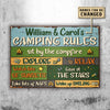 Sit By The Campfire Explore & Relax - Camping Rules - Personalized Metal Sign
