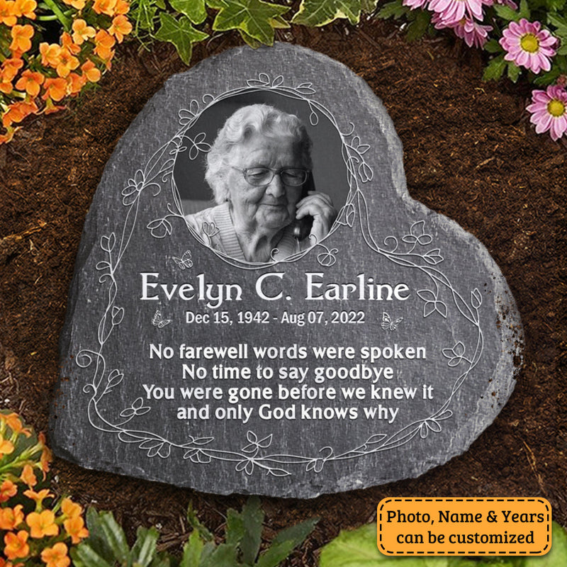 No Farewell Words Were Spoken No Time To Say Goodbye - Personalized Memorial Stone, Human Grave Marker - Upload Image, Memorial Gift, Sympathy Gift